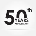 50 years anniversary sign or emblem. Template for celebration and congratulation design. Black vector illustration of 50th annive